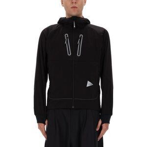 AND WANDER Men's Technical Outdoor Hooded Active Jacket Men BLACK Outerwear